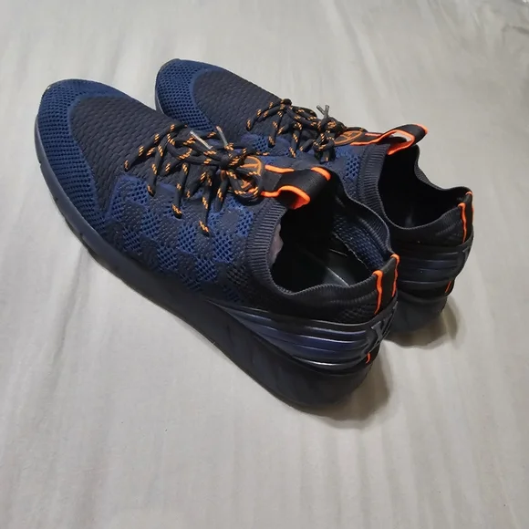 Louis Vuitton Navy Blue/Black Damier Knit Fabric & Rubber Fastlane Sneakers 10.5